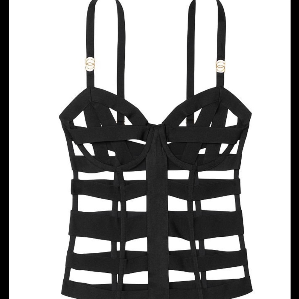 Victoria’s Secret RARE Black bondage corset Bra NWT  size Medium - Picture 3 of 8